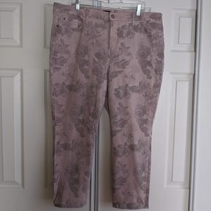 Light pink with grey roses cropped jeans